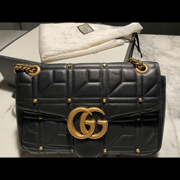 Gucci Handbags - Gucci - Large studded marmont shoulder bag